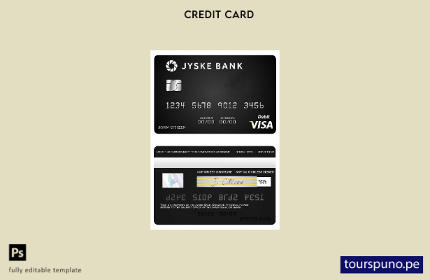 lista para imprimir plantilla de tarjeta de débito visa Dinamarca Jyske Bank